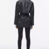 Winter Warm Series Belt Collared Loose Faux Leather Faux Leather Quilted Leather Coat - Image 3