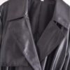 Winter Warm Series Belt Collared Loose Faux Leather Faux Leather Quilted Leather Coat - Image 6