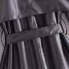 Winter Warm Series Belt Collared Loose Faux Leather Faux Leather Quilted Leather Coat - Image 11