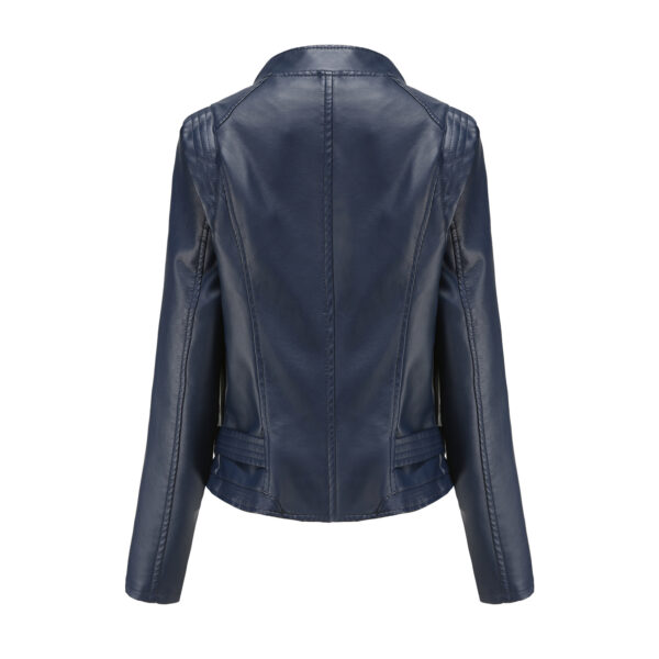 Faux Leather Collared Women Slim-Fit Leather Coat Women Spring Autumn Thin Long Sleeve Coat Short Women Jacket Plus Size - Image 3